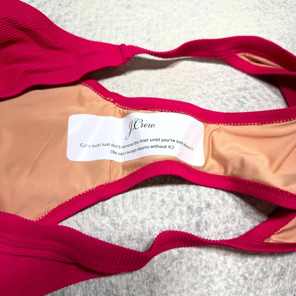 J.Crew Ribbed Bikini Bottoms Bright Pink Ladies Size L NEW BH485 WHI - Picture 6 of 9